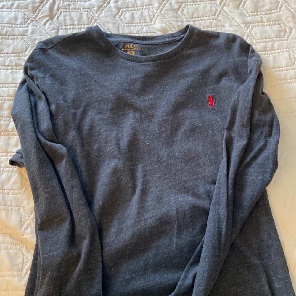 Grey long sleeve polo T-shirt